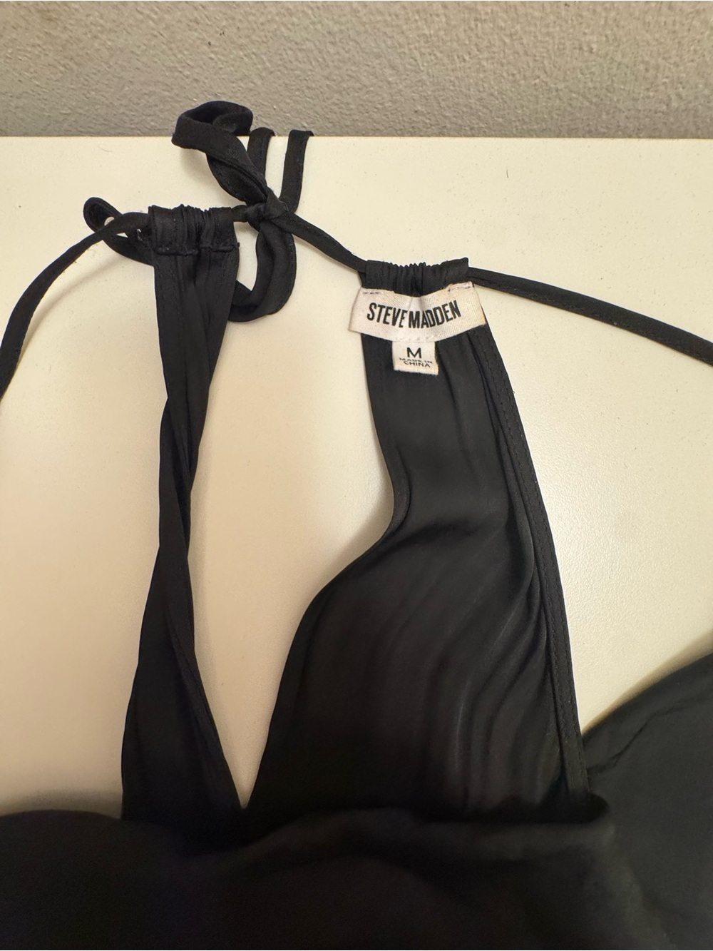 Steve Madden Black Halter Cowl-Neck Wide-Leg Jumpsuit - Picture 4 of 5
